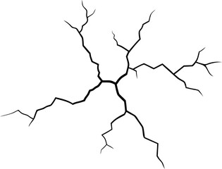 
Dry cracked ground with sharp soil black and white vector silhouette 

