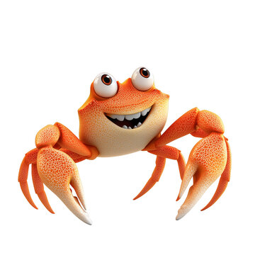 3D rendering icon crab illustration PNG. cartoon minimal style on transparent isolated background.