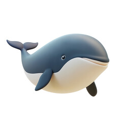 Obraz premium 3D rendering icon whale illustration PNG. cartoon minimal style on transparent isolated background.