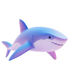 Obraz premium 3D rendering icon shark illustration PNG. cartoon minimal style on transparent isolated background.