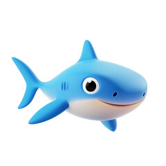 Obraz premium 3D rendering icon shark illustration PNG. cartoon minimal style on transparent isolated background.