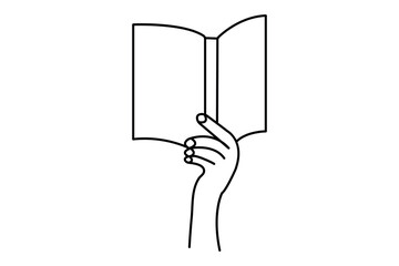 Continuous one line drawing of opening book vector illustration.