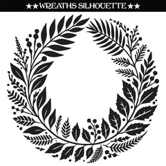 Wreath silhouette isolated on white background