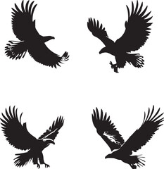 Eagle Silhouettes in Flight - Adobe Stock Vector Illustration