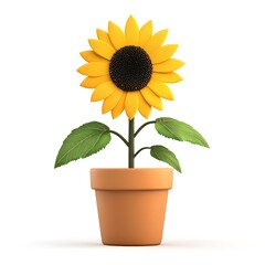 Obraz premium Sunny Disposition: A cheerful sunflower in a terracotta pot, symbolizing positivity, growth, and optimism. 