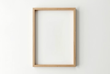 An empty wooden picture frame against a white background.