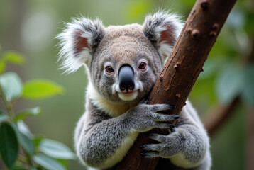 Fototapeta premium Koala bear holding a tree branch