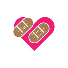 Heart with a Bandage icon illustration flat