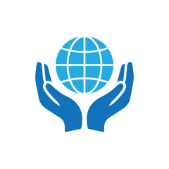 Hands Holding a Globe icon illustration flat