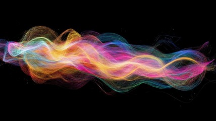 Obraz premium Abstract Colorful Wavy Lines Against a Black Background