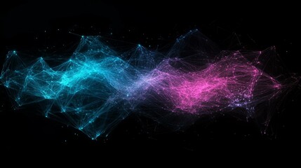 Cyan and magenta lines intersecting agains