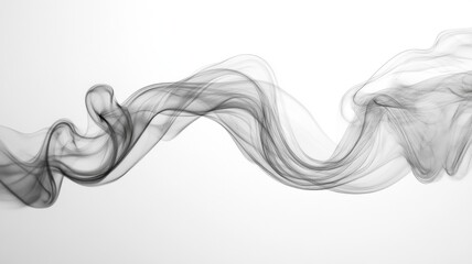 Abstract Black Smoke Wave on White Background