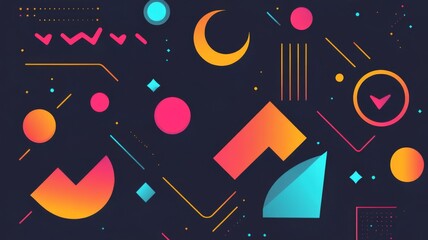 Abstract Geometric Design with Gradient Colors and Scattered Elements
