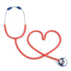 A stethoscope in the shape of a heart, symbolizing healthcare and medical care