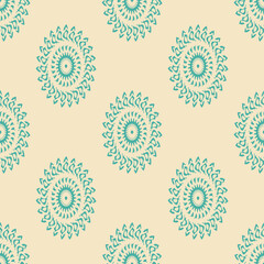 blue floral ethnic oval batik motif seamless pattern for wallpaper, textile and tile