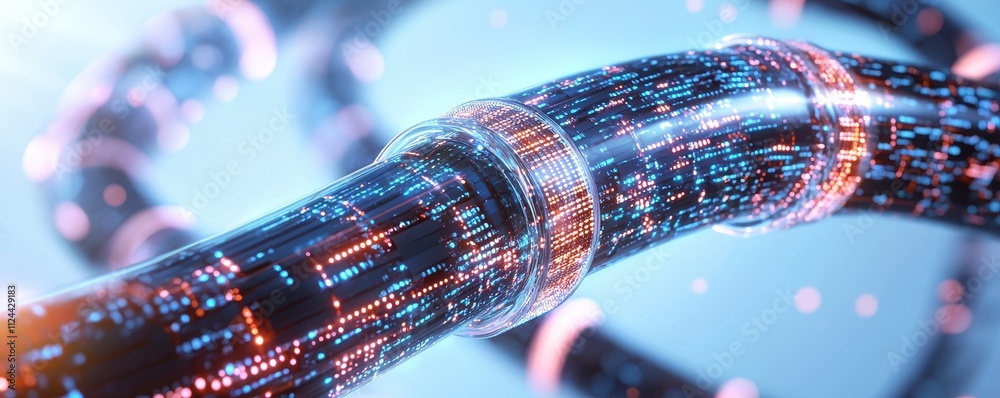 Poster Futuristic Abstract Data Flow with Colorful Light Effects and Patterns