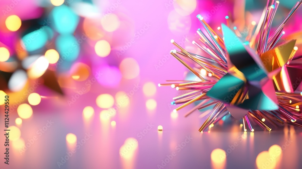 Poster Abstract Colorful Background with Vibrant Shapes and Bokeh Lights