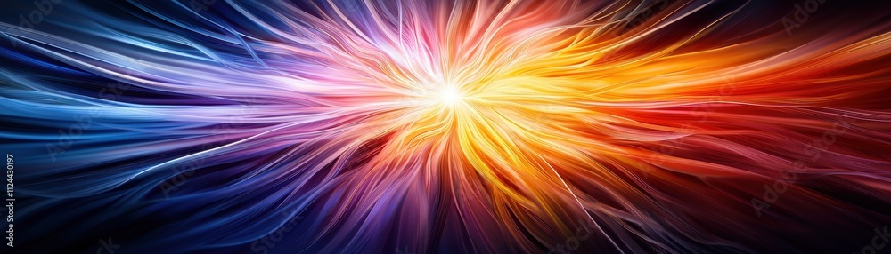 Poster vibrant flow of colors with dynamic light and energy effects