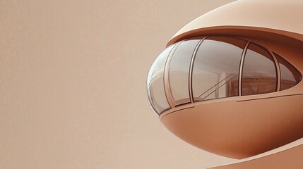 single cabin against a clear blue sky, showcasing its sleek design and large glass windows offering panoramic views 