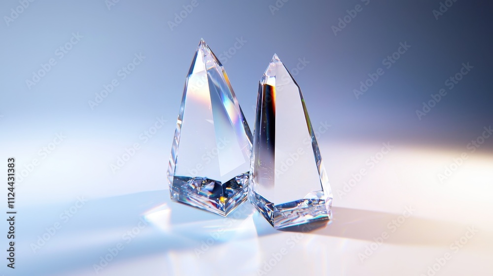 Poster Crystal Prisms Reflecting Light with Elegant Transparency and Color