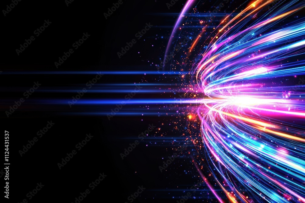Poster Colorful Light Trails on a Dark Background Creating Dynamic Effects