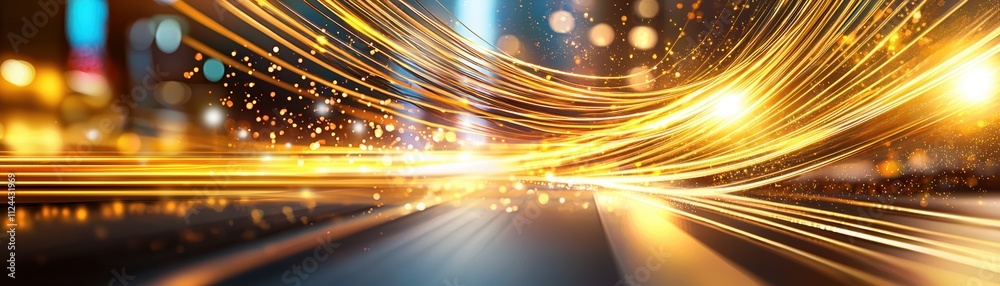 Aufkleber vibrant light trails in dynamic urban night scene with bokeh effect