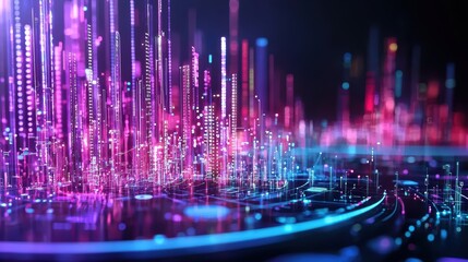 Abstract Colorful Data Visualization with Neon Lights and Patterns