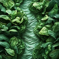 Obraz premium Sculpted Spinach Leaves Flowing in Peaceful Nature Inspired Scene