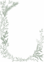 Beautiful Christmas frame in old vintage retro style. Ready to use Xmas clip art. Hand drawn new year print for invitation cards.