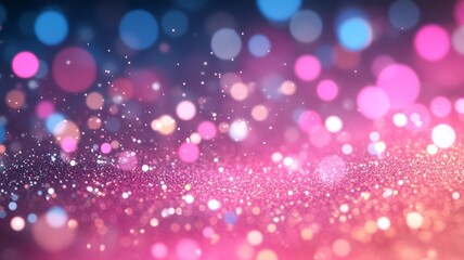 Abstract Pink and Blue Glitter Background with Bokeh Lights