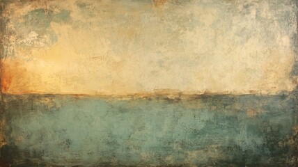 Abstract Painting with Horizontal Division of Yellow and Blue-Green Hues