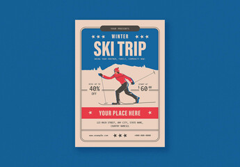 Blue Vintage Ski Trip Flyer