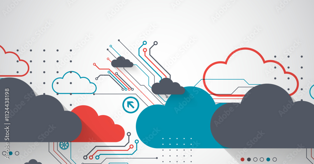 Poster cloud storage technology. integrated digital web concept background.