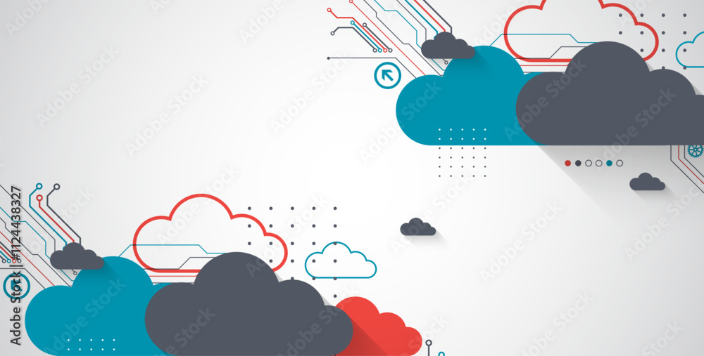 Poster cloud storage technology. integrated digital web concept background.