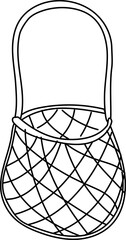 Outline illustration of a mesh shopping bag.