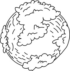 Outline illustration of Earth with tree.