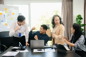 Group of smart Business Finance Corporate Development and Businessman making presentation .