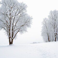 Winter snow landscape isolated on white background