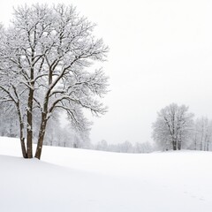 Winter snow landscape isolated on white background