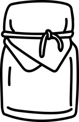 Hand drawn jam jar with fabric cover and bow illustration.