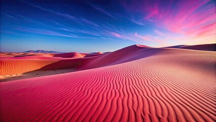 Pink desert landscape with sand dunes and clear blue sky , Pink, desert, landscape, sand dunes, blue sky, tranquil, rugged