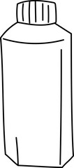 Hand drawn outline of a rectangular bottle with cap.