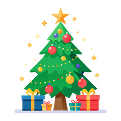Naklejka premium Christmas Tree with Ornaments