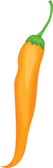 Yellow chili pepper with green stem illustration.