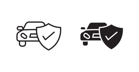 Auto insurance icon set in Thin line black color.