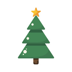 Fototapeta premium Christmas Tree Flat Vector Illustration