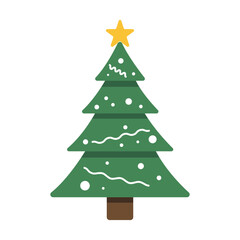 Christmas Tree Flat Vector Illustration