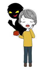 財布を持った落ち込む高齢女性と悪人の素材