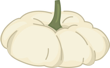 White pumpkin illustration with green stem.
