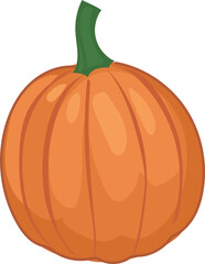 Classic orange pumpkin illustration with green stem.